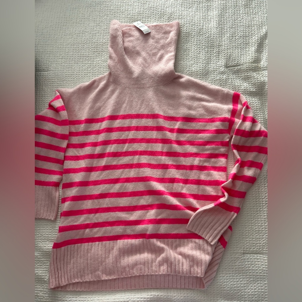 Striped Pink Turtleneck Sweater